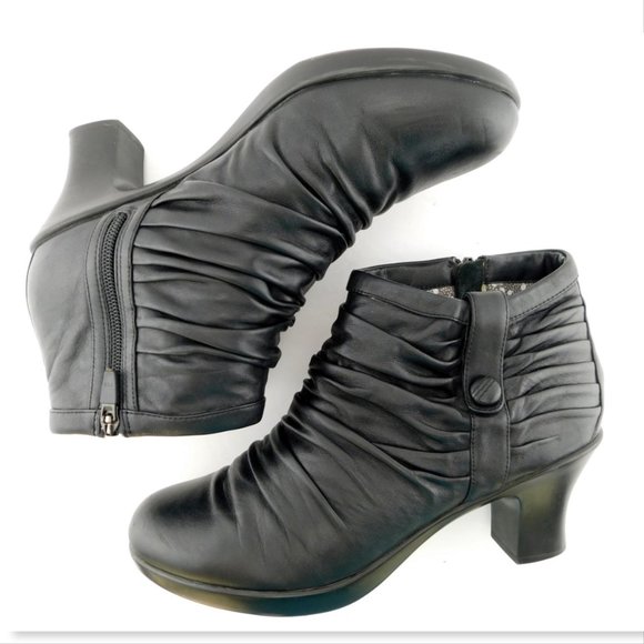 DANSKO Black Leather Pleated Button Ankle Boots 41 - Picture 4 of 7